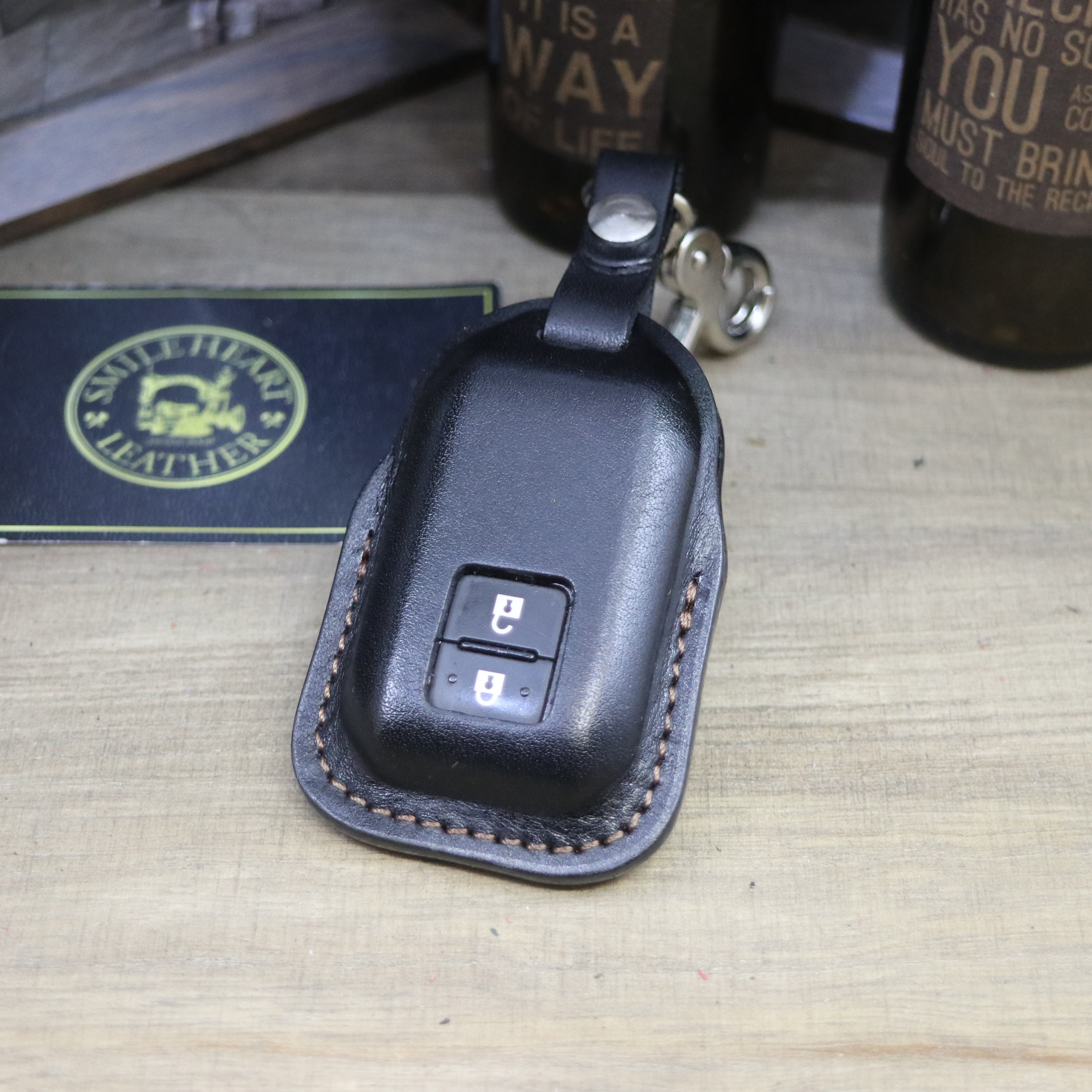 名入れ 無料 スマートキーケース　スズキ　本革 　スペーシアカスタム　スペーシア　等  【レザーキースーツ】