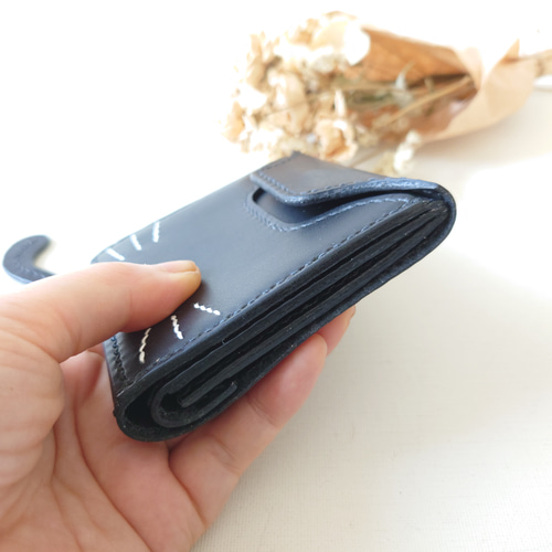 名入れ】【革にゃんこ】カードが入る小さな革財布&ちびネコインケース