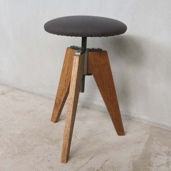 ＼送料無料／[LV Low Stool]昇降式スツール 無垢材 本革 布 アイアン カウンターチェア 店舗-69_l- 11枚目の画像