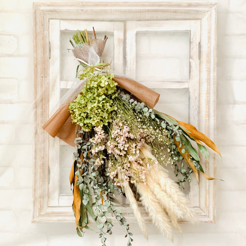 ドライフラワー スワッグ 壁飾り 花束 ブーケ テールリード グレビレア