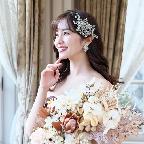 ヘッドドレス【アヴィーナ】H-128|花嫁 小枝 シルバー 結婚式 ヘッドドレス【アヴィーナ】H-128|花嫁 小枝 シルバー 結婚式