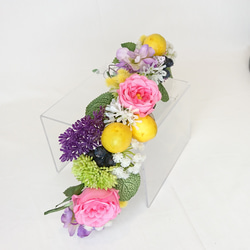 【一点限定】 ハーフ花冠 ローズとレモン ヘッドドレス 花冠 ウエディング 造花 7枚目の画像