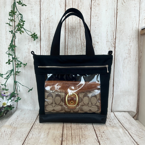 刺繍の3つのハート トートバッグ ショルダーバッグ 生成り 2way