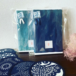 natural indigo dye 【型染め（藍染）コースター5枚セット】伝統工芸品 8枚目の画像