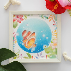【複製画】「南の島のクマノミちゃん」　ニモ　パステルアート　動物　熱帯魚　イラスト 1枚目の画像