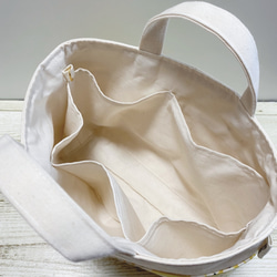 【再販24】帆布のバッグインバッグ (サークルブーケ・生成×ネイビー) 5枚目の画像