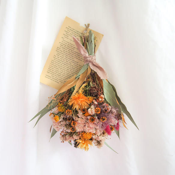 オータムスワッグ♡ハロウィン風 Halloween pumpkin dryflowers swag（ハロウィンパンプキンスワッグ