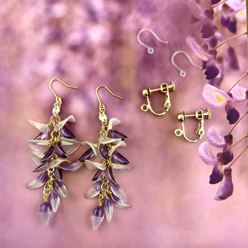 017✳藤の花 ロングピアス 藤の花ピアス – Ayse.accessory