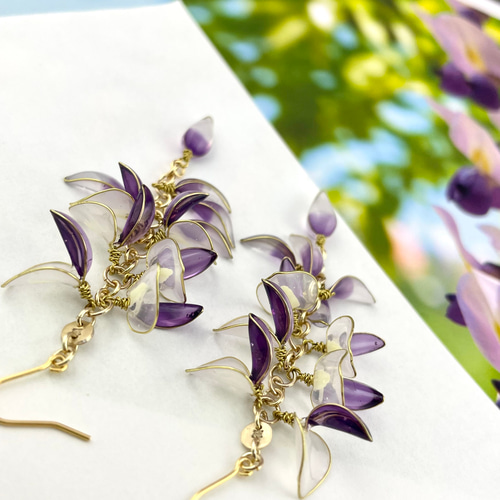 藤の花のピアス&イヤリング ピアス（フック・チェーン） Bonnie