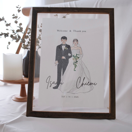 ウェルカムボードにおすすめ】似顔絵イラスト（2名分）結婚式 家族