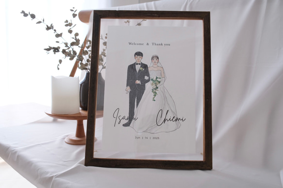 似顔絵 イラスト ウエディング 結婚式 ウエルカムボード ウェルカムボード 似顔絵｜水彩 ｜結婚式 ウェディング | 似顔絵