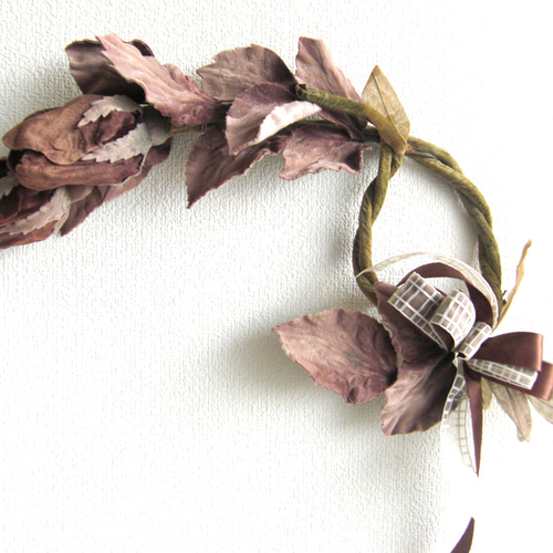 布染め花シックな色合いのリースハンドメイド