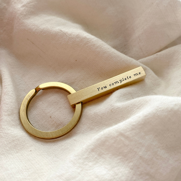 【情人節限定】-黃銅刻字鑰匙圈-浪漫版 第1張的照片