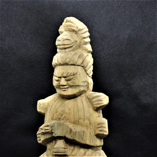 仏像 円空仏 木彫 愛染明王坐像（高さ30cm 着色) 【受注制作