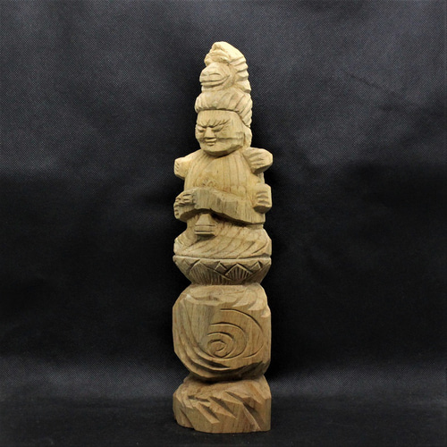 仏像 円空仏 木彫 愛染明王坐像（高さ30cm 着色) 【受注制作
