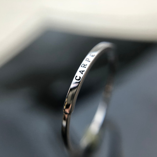 極細リング PT900 プレートリング 刻印メッセージリング K18でも