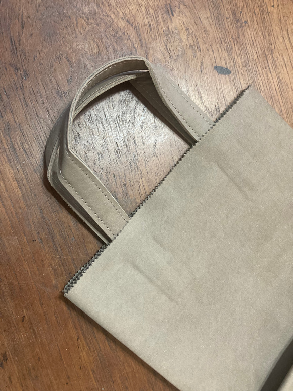 ヌバック ブラウン 紙袋型 ショッピングバッグ トートバッグ 3枚目の画像