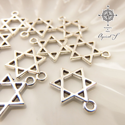 10個セット】 星 六芒星 チャームパーツ（ アンティークシルバー