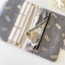 リニューアル✨北欧柄ちょうちょ マルチケース 母子手帳ケース　【グレー】S.M.Lサイズ 製作可能 8枚目の画像