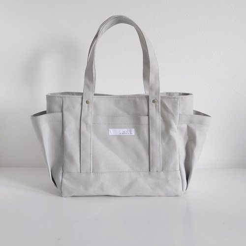 帆布の小さめサイドポケットトート 8号帆布 トートバッグ デイリー