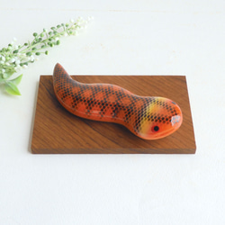 ヤマカガシ (★台付き)  wooden snake 7枚目の画像