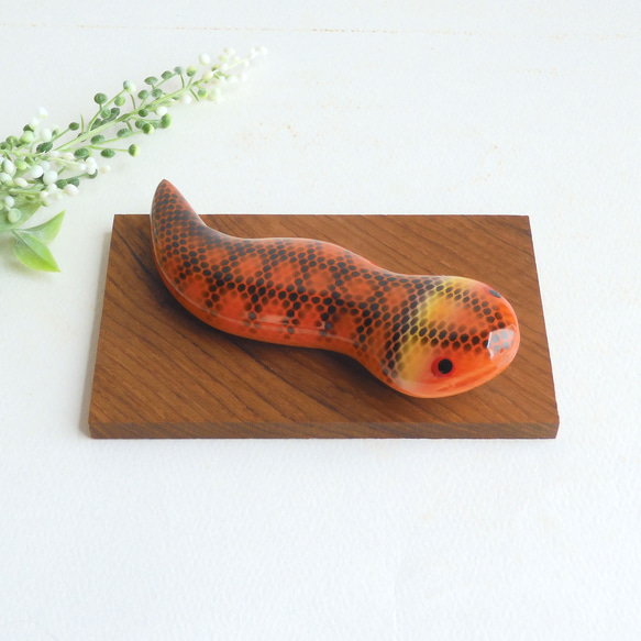 ヤマカガシ (★台付き)  wooden snake 7枚目の画像