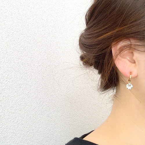 スワロフスキーのシンプルイヤリング(8mm) G イヤリング