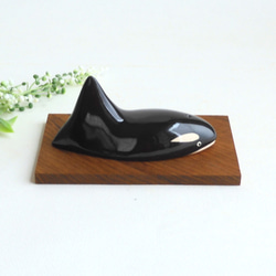 シャチS (★台付き)  wooden killer whale / orca 7枚目の画像