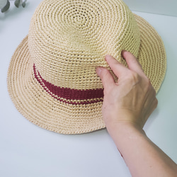 男性用帽子手作りかぎ針編み麦わら帽子太陽帽子ラフィア麦わら帽子ベージュメンズ帽子ファッション紳士帽子帽子カップル帽子交換ギフト誕 8枚目の画像