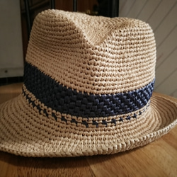 hat for man手工鉤針編織遮陽帽拉菲亞草帽米色男帽紳士帽情侶帽父親節禮物生日禮物情人節禮物交換禮物客製訂製定製 第10張的照片