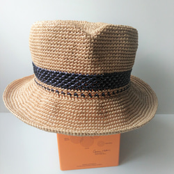 hat for man手工鉤針編織遮陽帽拉菲亞草帽米色男帽紳士帽情侶帽父親節禮物生日禮物情人節禮物交換禮物客製訂製定製 第4張的照片