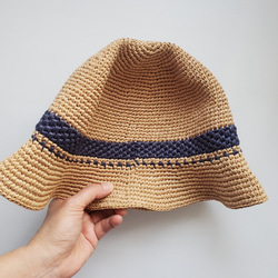 hat for man手工鉤針編織遮陽帽拉菲亞草帽米色男帽紳士帽情侶帽父親節禮物生日禮物情人節禮物交換禮物客製訂製定製 第14張的照片