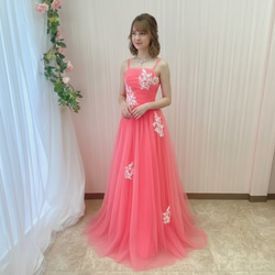 カラードレス 11号 ピンク 肩紐 背中編み上げ サイズ調整可 学生に人気