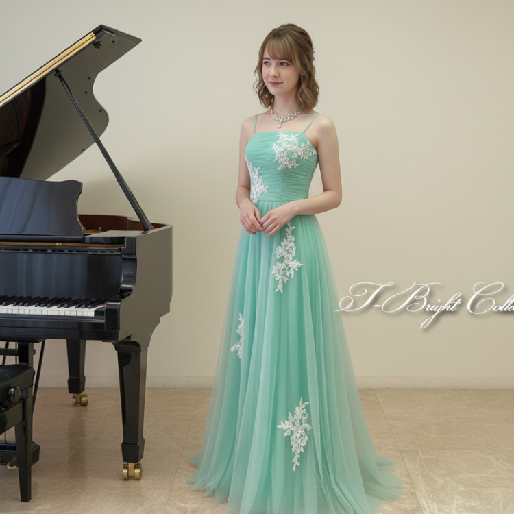 ウェディングドレス カラードレス  ロングドレス　グリーン  花嫁　結婚式　二次会 演奏会ドレス　53331