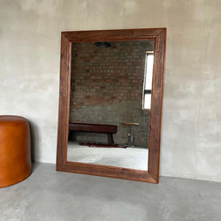 数量限定　WMW-B　古材　鏡　ミラー　木製枠　壁掛け　置き鏡　美容室　中型　サロン　アパレル店　ご自宅 2枚目の画像