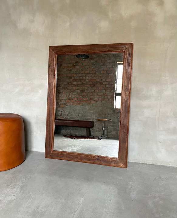 数量限定　WMW-B　古材　鏡　ミラー　木製枠　壁掛け　置き鏡　美容室　中型　サロン　アパレル店　ご自宅 2枚目の画像