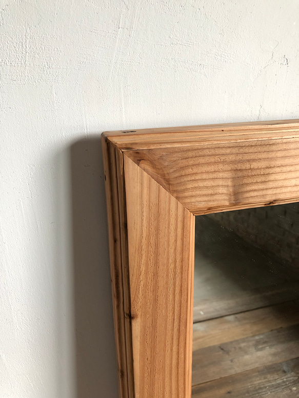 数量限定　WMW-N　古材　鏡　ミラー　木製枠　壁掛け　置き鏡　美容室　中型　サロン　アパレル店　ご自宅 より歪みの少ないプロモデル クリアーブラウン 色ムラ