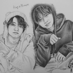 B5サイズの色鉛筆似顔絵描きます！【人物1人～4人まで】 絵画 実幸