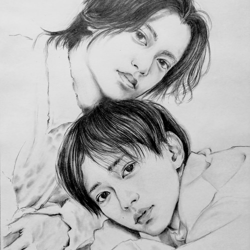 B5サイズの似顔絵描きます！(1人～4人まで) 絵画 実幸 通販 7667797