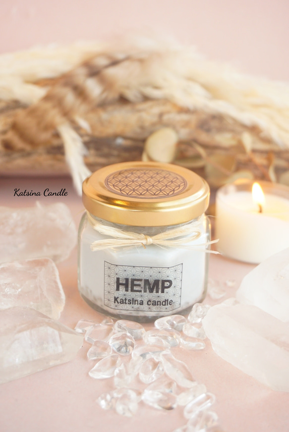 麻炭＆水晶☆HEMP CANDLE ～イヤシロチ～ 2枚目の画像