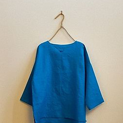 美品♪ビューティーアンドユース リネン100％ ワンピース 青 ロイヤルブルー 受注作品】渋い青 国産リネン100%のワンピース （藍鉄色・鉄紺色
