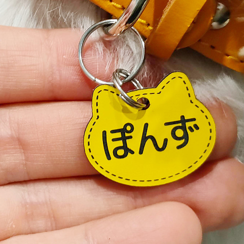 アクリル両面 ネコ型迷子札（猫の名札、ネームプレート） おもちゃ