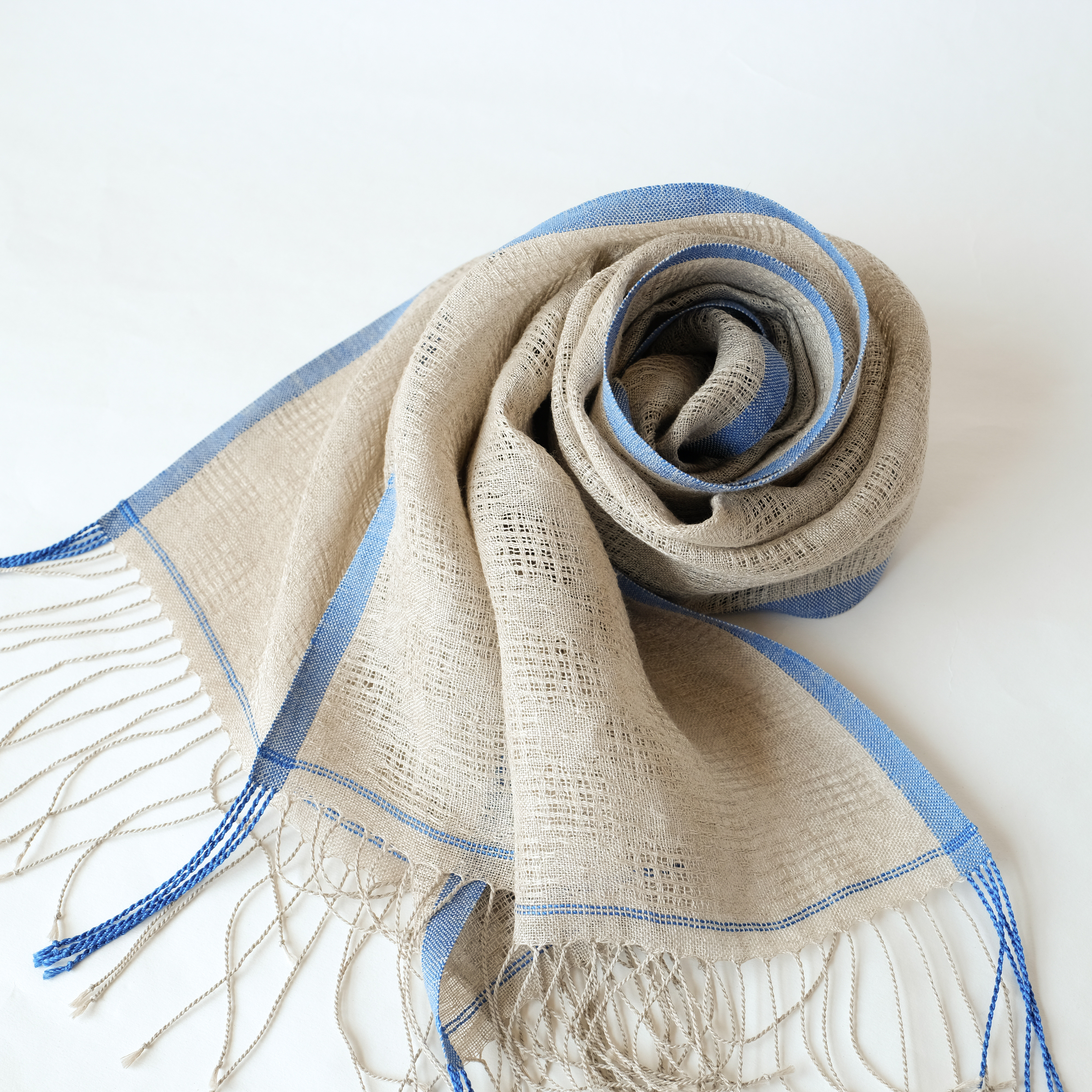 手織りリネンストール【綾花＊02】