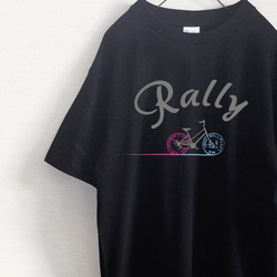 Rally　自転車　メンズ・レディース　Tシャツ（黒） 1枚目の画像