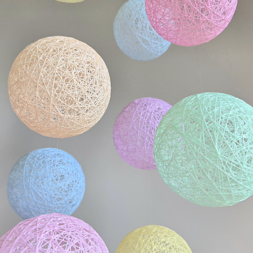 糸玉モビール パステルカラー モビール sachi 通販 767887｜Creema