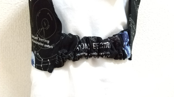 宇宙（ブラック）子供用三角巾　ゴム紐付 3枚目の画像