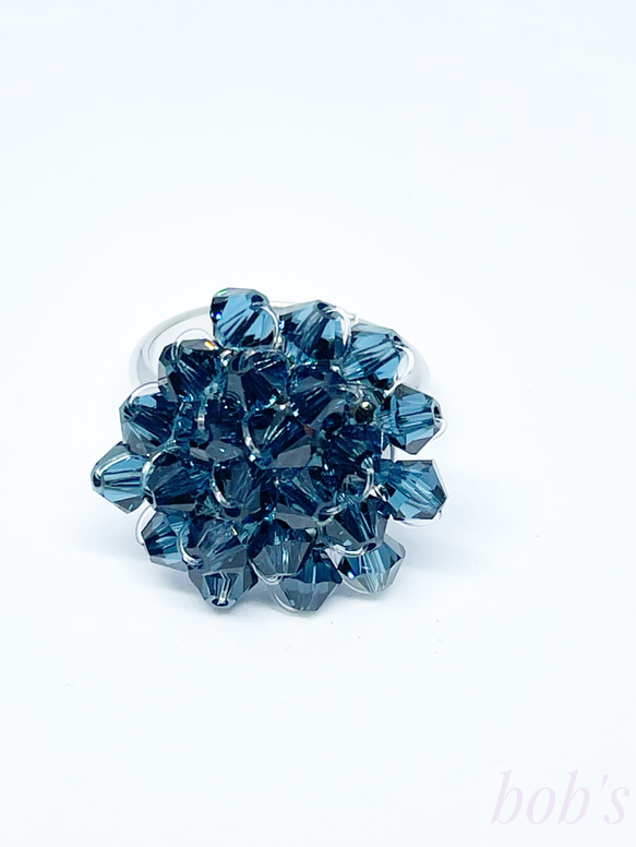 スワロフスキークリスタルフラワーring*モンタナ 紫陽花 指輪