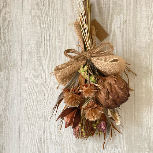 専用＊感謝sale＊ラムズイヤー＆ユーカリ　ブラウン系　ドライフラワースワッグ 専用＊感謝sale＊ラムズイヤー＆ユーカリ ブラウン系 ドライフラワー