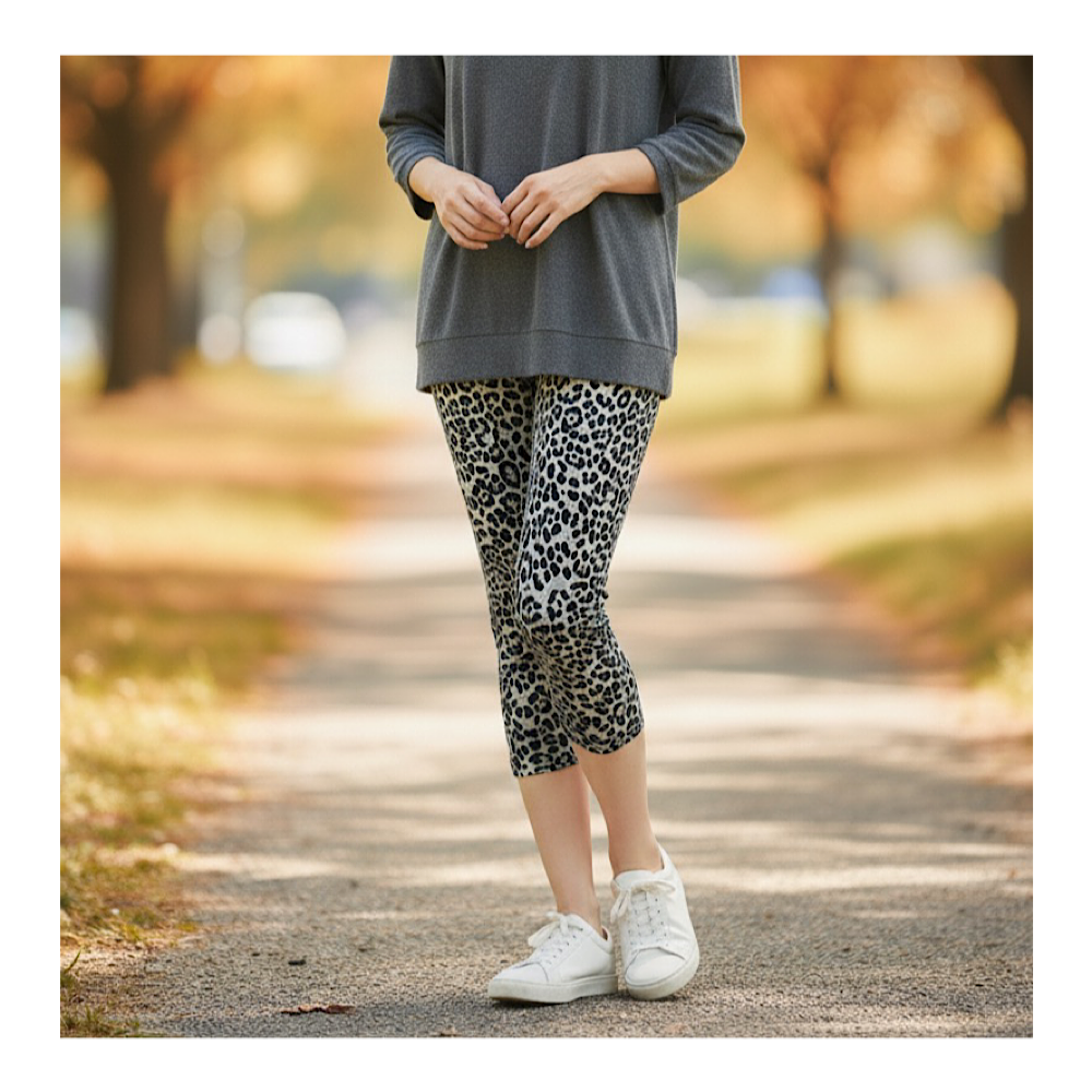 ❤SALE❤S～L対応！穿いている感じがしないレギンスストレッチショート丈パンツ:普段着やスポーツで通年使用◎ヒョウ柄