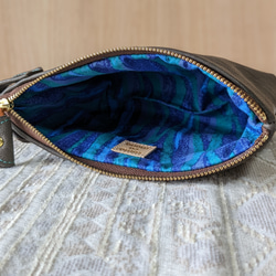 《山羊皮》刺繡手袋『BLUE Stitch (Emerald)』※有內襯」 第2張的照片